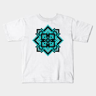 teal pixelated mandala Kids T-Shirt